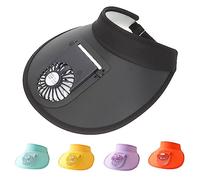 HIDRUO Sun Visor with Fan, USB Charging Outdoor Summer Hat with Fan, Large Area Sun Protection Adjustable Elastic Buckle (Black)
