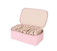 HIDRUO Travel Jewelry Box with Small Pouches, Travel Jewelry Case,Jewelry Organizer with 12 Pcs Jewelry Pouches, PU Leather Jewelry Box Travel Accessories Birthday Christmas Gifts for Women (Pink)