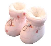 HIDRUO Warm Fur Baby Boots, Winter Warm Snow Boot Soft Sole Crib Shoes Booties for Newborn Infant Toddler (Pink Elephant, 13cm/5.2in)