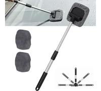 HIDRUO Windshield Window Cleaner Tool, Windshield Wow Magnetic Car Window Cleaner, Expandable Car Window Cleaner Inside with 2 Reusable Microfiber Pads (1 Set)