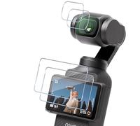 HidWee Compatible avec DJI Osmo Pocket 4 2 Pièces Verre Trempé + 2 Pièces Caméra Arrière Protecteur, 9H Dureté HD sans Bulles Anti-Huile Protection Décran + Caméra Arrière Protecteur
