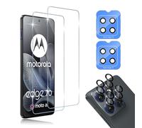 HidWee Compatible avec Motorola Moto Edge 70 5G Protection écran, 2 Pièces Verre Trempé + 2 Pièces Caméra Protecteur, 9H Dureté HD Sans Bulles Anti-rayure Protection Décran