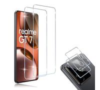 HidWee Compatible avec Realme GT 7T/Realme GT 7 5G Protection écran, 2 Pièces Verre Trempé + 2 Pièces Caméra Protecteur, 9H Dureté HD Sans Bulles Anti-rayure Protection Décran