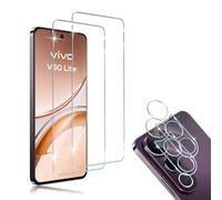 HidWee Compatible avec VIVO V50 Lite 4G / 5G Protection écran, 2 Pièces Verre Trempé + 2 Pièces Caméra Protecteur, 9H Dureté HD Sans Bulles Anti-rayure Protection Décran
