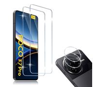 HidWee Compatible avec Xiaomi POCO F7 Ultra/POCO F7 Pro Verre Trempé 2 Pièces + 2 Pièces Caméra Arrière Protecteur, 9H Dureté HD sans Bulles Anti-Huile Protection Décran + Caméra Arrière Protecteur