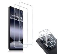 HidWee Compatible avec Xiaomi Redmi Note 14S 2 Pièces Verre Trempé + 2 Pièces Caméra Arrière Protecteur, 9H Dureté HD sans Bulles Anti-Huile Protection Décran + Caméra Arrière Protecteur