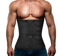 Hidyliu Corset de sudation amincissant en néoprène pour homme avec 3 ceintures pour perte de poids (noir avec 2 ceintures, S)