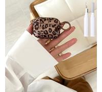 Hidysfas Coque compatible avec AirPods 4, coque léopard 2024 avec kit de nettoyage, porte-clés à fleurs mignonnes pour filles et femmes, Airpods 4e génération, marron