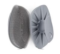 HieerBus Brosse pour le corps en silicone-brosse de massage corporelle douce et confortable, Pour la douche et le bain, Pour Femme Homme Bébé Peau Sensible, Facile à tenir, Faire bien mousser (gris)