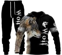 hiegi Athletic 2 pièces 3D Lion Tigre Loup Survêtement Casual Jogging Sweat Suit Set, F2, XL