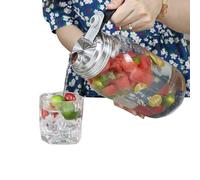 Hiemible Bocal En Verre Avec Couvercle,Lavable Au Lave-Vaisselle Ouverture Régulière - Bocal À Boissons En Verre Avec Couvercle Et Poignée - Pour Réfrigérateur, Restauration, Garde-Manger,