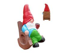 Hiemible Boire du Café GNOME sans Visage Décoration De Statue 7.1", Drôle Résine Assis Nain De Figurine, Sculpture Ornement pour Maison Extérieure Intérieur Terrasse Cour Balcon Chambre Salon Bureau