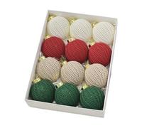 Hiemible Boules De Noël - Décorations De Table Au Crochet,12 Pièces Boule Charme en Tissu Texturé - pour Guirlande Couronne Salon Cuisine Bureau Manteau Balcon Porte Garde-Corps Étagère