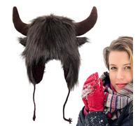 Hiemible Chapeau de bison Chapeau de corne en peluche