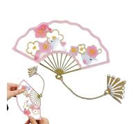 Hiemible Chinese Fan Bookmark,Marque-Page Esthétique - Marque-Page À Main En Éventail Avec Kit De Broderie Et Tutoriel Pour Débutants Bibliothèque Voyage Étude Maison