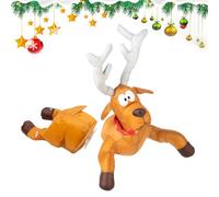 Hiemible Décorations Portes Animées Noël Père Noël Renne | Décoration de Père et Renne à Crash pour Fêtes - Décor Sonore Festif avec Action de Pieds et Autocollant de Verre Brisé pour Fenêtre