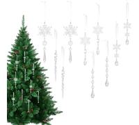 Hiemible Décorations pour Sapin De Noël,Décoration Hivernale Décorative en Acrylique 2D Transparent | Ornements de Noël Flocon de Neige en Acrylique,pour Appui De Fenêtre Chambre Balcons Portes Mur