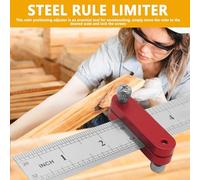Hiemible Localisateur de règle de travail du bois, arrêt de règle en acier - Localisateur Scribe Positionnement Bloc de limite pour le travail du bois,Outil de mesure de bloc d'arrêt de jauge à tracer