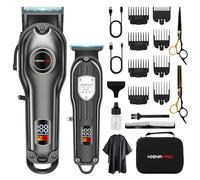 HIENA PRO Ensemble de tondeuse à cheveux professionnelle pour homme, sans fil, kit de machine de coupe de cheveux, ensemble de tondeuse rechargeable pour barbiers avec écran LED (noir)