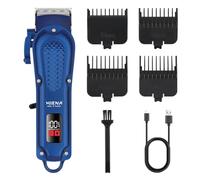 HIENA PRO Professions Tondeuse à cheveux sans fil pour homme - Machine de coupe de cheveux pour barbier - Tondeuse à cheveux rechargeable avec LED (bleu)