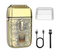 HIENA PRO Rasoir professionnel pour homme - Tondeuse de précision sans fil pour calvitie - Rasoir électrique à double lame avec LED - Chargement USB - Cadeau pour homme