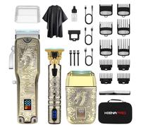 HIENA PRO Tondeuse à cheveux pour homme, sans fil, tondeuse à barbe, rasoir à lames, kit complet de rasage et de coupe de cheveux électrique