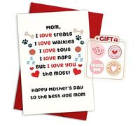 Hieprints Carte d'anniversaire mignonne pour maman et chien, cadeau d'anniversaire de la part de chien chiot, carte de fête des mères pour meilleure maman de chien, carte pour elle et femme