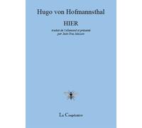 Hier Edition bilingue français-allemand - Hugo Von Hofmannsthal - La Cooperative - broché - Théâtre
