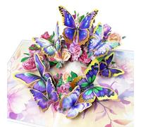 Hierein Carte Anniversaire, Roses et Papillons 3D Pop Up Carte Anniversaire Femme avec Enveloppe, Cadeau pour Femme Mère Épouse Petite Amie Fille, Saint Valentin, Fête des Mères