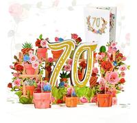 Hierein Carte Pop Up 70 Ans, Belle et Unique Carte d'anniversaire de 70 Ans avec Enveloppe, Romantique et Élégant Carte Anniversaire Femme pour les Femmes Mères Épouse Tante