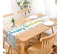 Hierein Chemin de Table Anniversaire Lavable - Points Blancs Colorés, Antidérapant - Décoration Table Fête d'Anniversaire - Emballage Bricolage