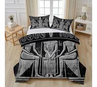 Hiéroglyph Égypte Pharaon Parure de Lit 200x200 Microfibre, Égypte Antique Culture Histoire Traditionnel Housse de Couette 2 Personnes, Literie Linge de Lit avec Fermeture Éclair et 2 Taies D'oreiller