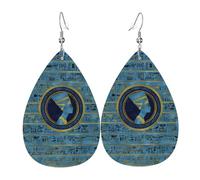 Hiéroglyphes Égyptiens Bleus Et Dorés D'Égypte Boucles D‘Oreilles Tendancees Boucles D'Oreilles Pendantes En Forme Élégant Boucle D'Oreille Pour Décorations Fêtes Accessoire