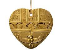 (Hiéroglyphes égyptiens) - Ornements de Noël en céramique imprimés - 1 pièce - Ornements de Noël en forme de cœur