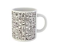 Hiéroglyphes En Noir Et Blanc, Hiéroglyphes Égyptiens, Alphabet Africain Abstrait Tasse À Thé Durable Mug Drôle Tasse À Café Cadeau Mignon Pour Bureau Noël Pâques 330Ml