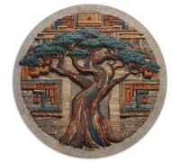 Hieroglyphic Symbol Baobab Arbre | pour Adultes |Style Artistique Africain| 1000pcs (67.5x67.5cm) Puzzles Jeux Éducatifs Puzzles De Décoration Intérieure
