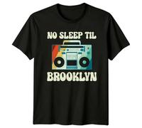 HIESBCXZ Retro Boombox No Sleep Til Brooklyn Graphic Music Lover T-Shirt Black 3XL
