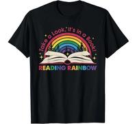 HIESBCXZ Retro Rainbow Take A Look It's in A Book Reading Bookworm Gift Unisex T-Shirt Black M