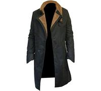 HiFacon Blade Runner 2049 Officer Ryan Gosling Manteau en coton ciré avec col en fourrure Noir, White Fur Manteau de coureur en coton, XL