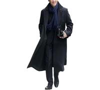 HiFacon Detective Benedict Cumberbatch Sherlock Holmes Manteau en laine Noir, Black - Veste Trench Long en Laine, L