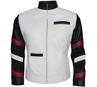 HiFacon Dragon The Bruce Lee Story Veste en cuir vintage Blanc - - Small