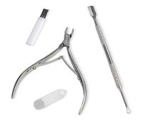 HIFAU Lot de 3 outils de manucure professionnels - Pince à cuticules en acier inoxydable, outil de retrait de vernis à ongles gel et repousse-cuticules, brosse de nettoyage pour la maison et le salon