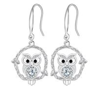 Hifeeled Boucles d'oreilles Femmes Argent Sterling 925 Boucles d'oreilles Hibou, Cadeaux Anniversaire Originaux pour Femmes Epouse Petite Amie