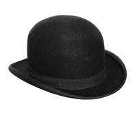HiFEN® Chapeau melon noir pour adulte avec finition velours - Chapeau chaplin victorien classique pour homme et femme, accessoire de déguisement steampunk, magicien, Halloween et déguisement