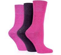 HiFEN® Lot de 3 paires de chaussettes pour diabétiques sans contrainte en nid d'abeille liées à la main Chaussettes sans couture Pointure 37-42, rose, 4-8