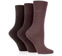 HiFEN® Lot de 3 paires de chaussettes pour femme diabétique en coton majoritaire non contraignant en nid d'abeille élastique sans couture Taille 37/42, marron, 32-36