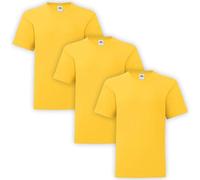 HiFEN® Lot de 3 t-shirts à manches courtes et col rond en coton majoritaire uni coupe classique Valueweight pour enfants de 3 à 15 ans, jaune, 9-11 ans