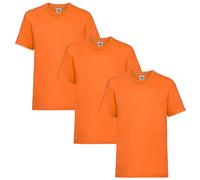HiFEN® Lot de 3 t-shirts à manches courtes et col rond en coton majoritaire uni coupe classique Valueweight pour enfants de 3 à 15 ans, Orange, 14-15 ans
