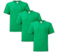 HiFEN® Lot de 3 t-shirts à manches courtes et col rond en coton majoritaire uni coupe classique Valueweight pour enfants de 3 à 15 ans, vert kelly, 12-13 ans