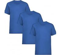 HiFEN® Lot de 3 t-shirts à manches courtes et col rond en coton majoritaire uni coupe classique Valueweight pour enfants de 3 à 15 ans, bleu marine, 7-8 ans